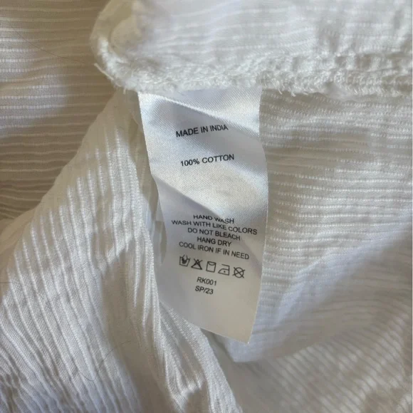 Quince White Organic Textured Cotton Peasant Blouse - Picture 11 of 13